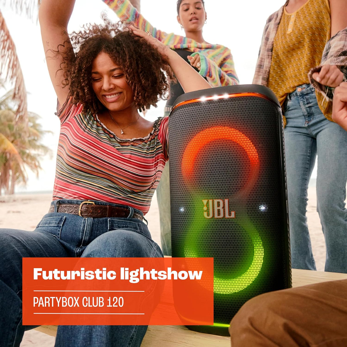 PartyBox Club 120, Portable party speaker, ergonomic folding handle, light show, 12-hour battery life, IPX4 splash-proof, black, European plug (Type C) -