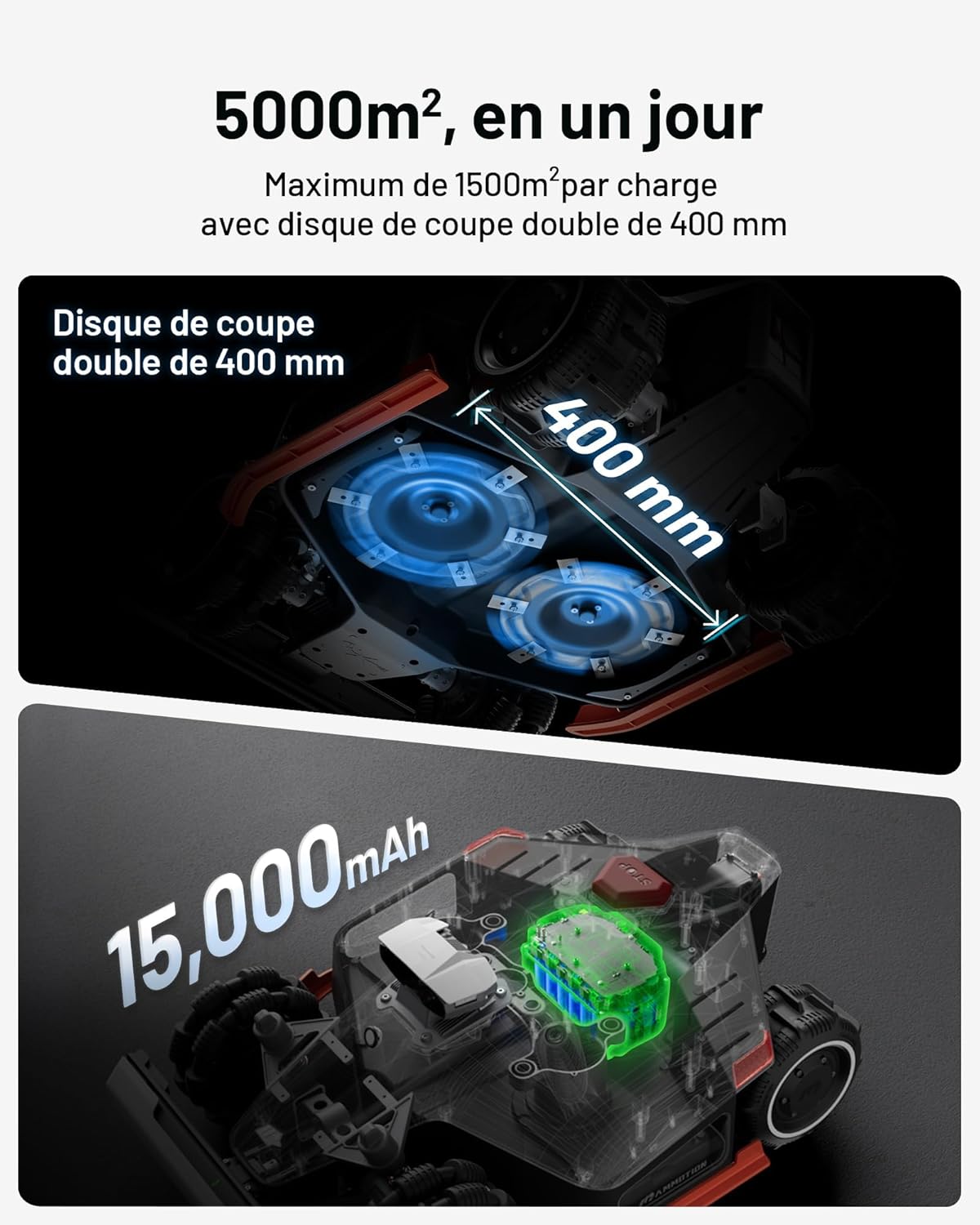 MAMMOTION LUBA 2 AWD 3000X Cordless Robotic Lawnmower, NetRTK+Vision, No RTK Antenna Required, Recommended for 3000m2, Slopes up to 80%, Cutting Height 25-70 mm, with 4G Module