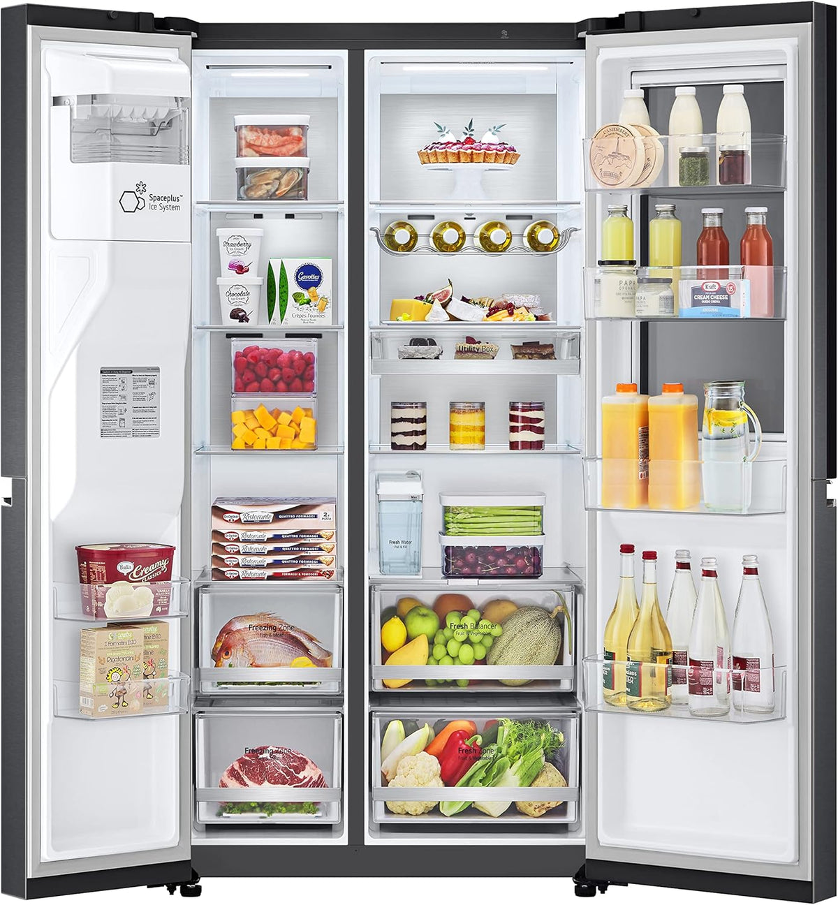 GSXV91MCAF Side-by-Side Fridge Freezer, 635L, InstaView, Total No-Frost, Freezer Compartment, UVnano Water and Ice Dispenser, Linear Inverter Compressor, Wi-Fi, Black, Energy Class F