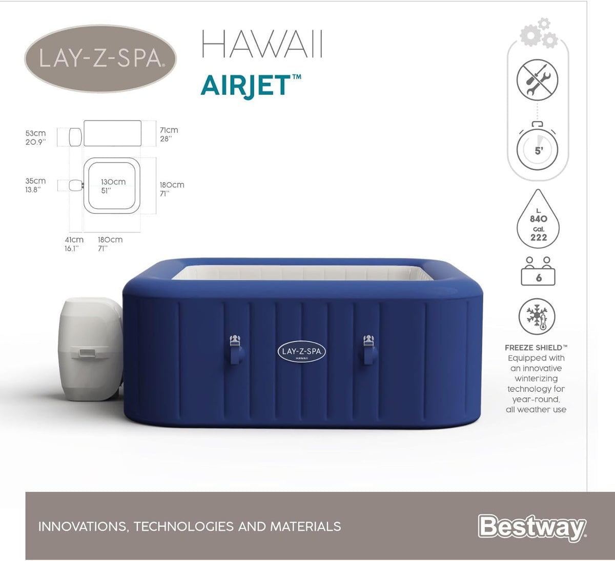 Lay-Z-Spa? Miami Airjet? 2-4 Person Round Inflatable Hot Tub
