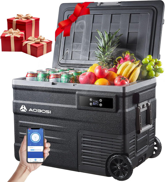 45L Compressor Cooler, Electric Cooler -20 to 20, Truck Fridge with APP & Button Control, 12/24V DC and 100-240V AC Camping Cooler for Car, Truck, Boat and Power Outlet -