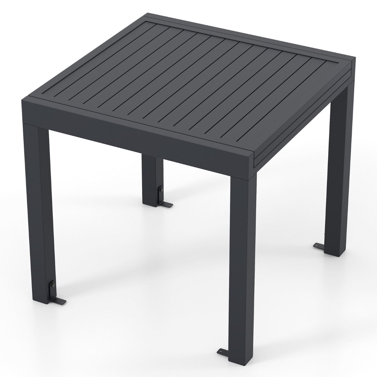 Extendable Aluminum Garden Table, Adjustable from 80 to 160 CM, Outdoor Dining Table with Slatted Top for 4-6 People, Dark Grey