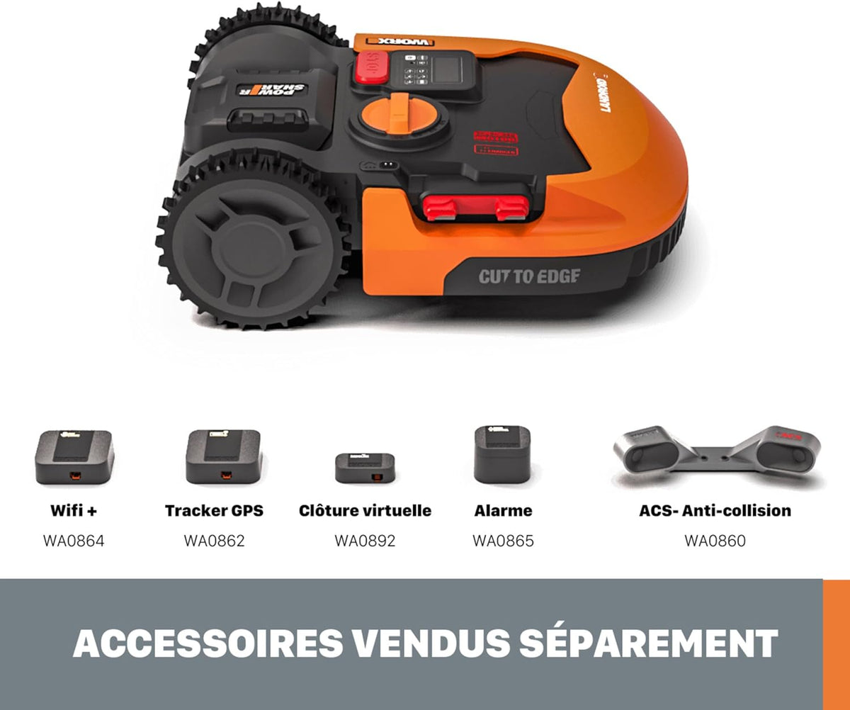 Landroid Plus WR167E Smart Connected Robotic Lawnmower, 700 m2 Max. 800 m2, Easy Installation, Configurable, 35% Slope, Rain Sensor, Cuts Close to Edges, Fast Mowing