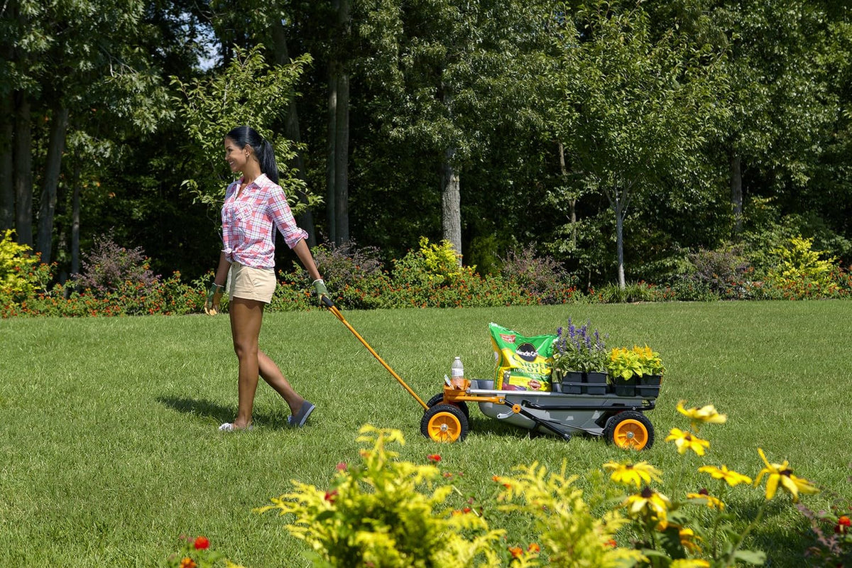 8-in-1 Wheelbarrow WG050E, Wheelbarrow, Rolling Cart, Forklift, Hand Truck, Bag Carrier, Plant Carrier, Tow Ball and Moving Equipment, Stone Carrier - Puncture-Proof Tires