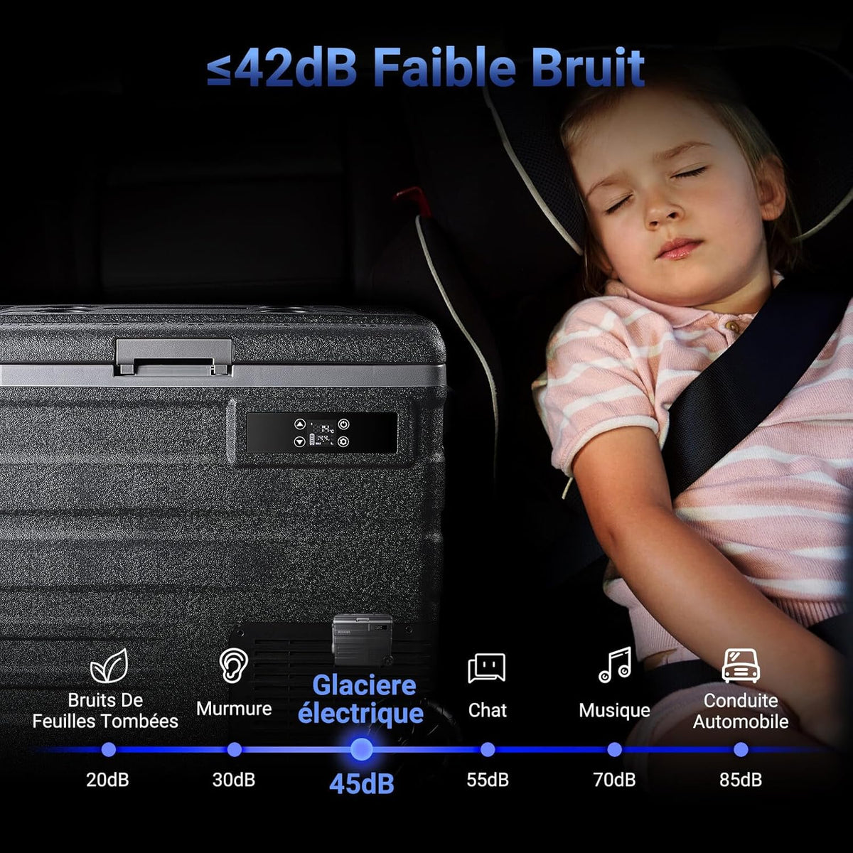 45L Compressor Cooler, Electric Cooler -20 to 20, Truck Fridge with APP & Button Control, 12/24V DC and 100-240V AC Camping Cooler for Car, Truck, Boat and Power Outlet -