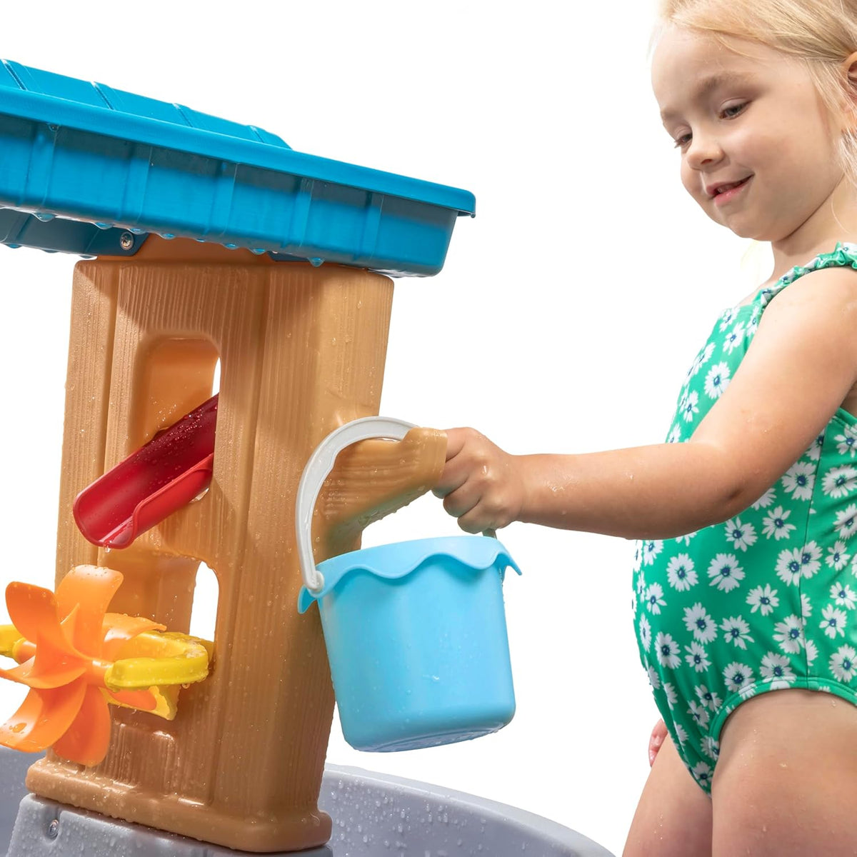 Rain Shower Splash Water Table with 13 Accessories - Blue & Green | Water Play Table | Garden Activity Table, Water Activity Table | Outdoor Water Table