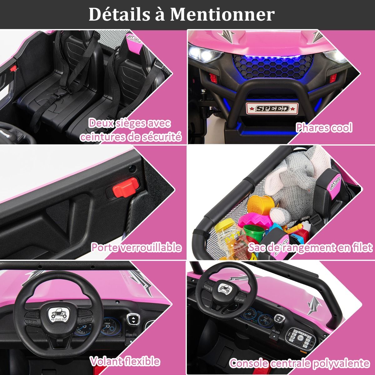 12V Electric Ride-On Car for Children Ages 3-8, 2 Speeds, Spring Suspension, 59KG Load Capacity, 118x74x71CM, Black/Pink/Red