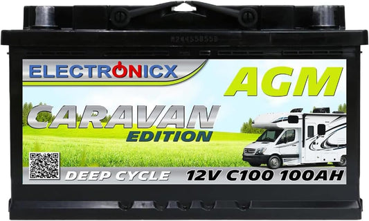 12V 100Ah AGM battery Electronicx Caravan Edition 12V solar battery 12V accumulator solar batteries 12V battery power supply 12V AGM caravan battery motorhome battery 12V gel battery accumulator