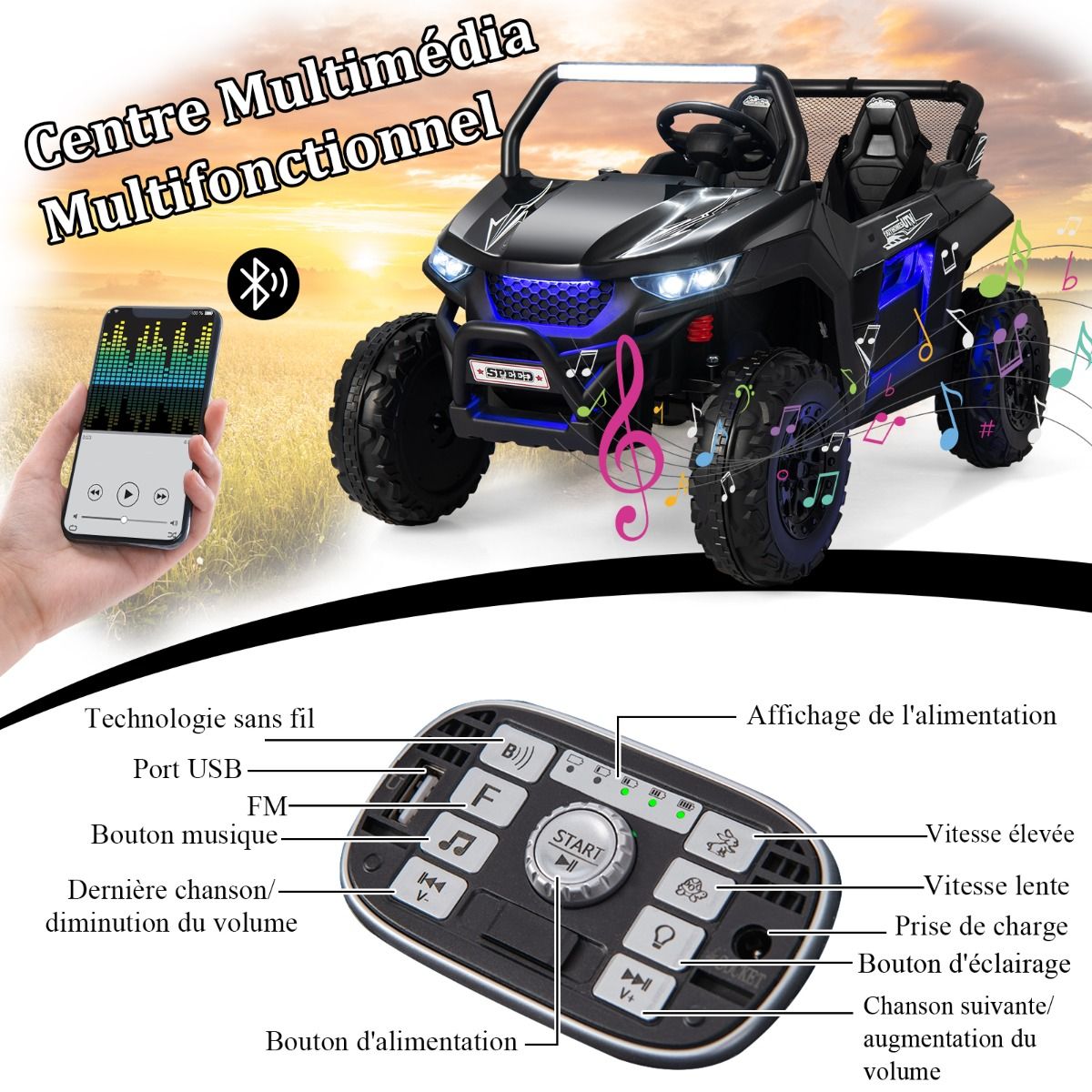 12V Electric Ride-On Car for Children Ages 3-8, 2 Speeds, Spring Suspension, 59KG Load Capacity, 118x74x71CM, Black/Pink/Red