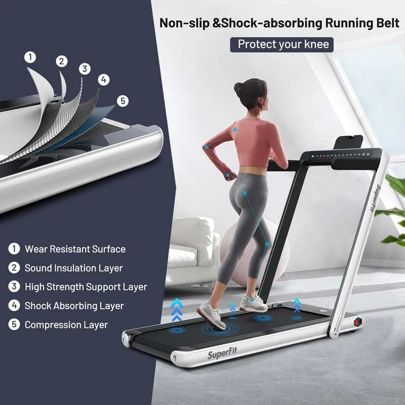 2-in-1 Folding Electric Treadmill, 2.25 HP, Under-Desk, with Dual Display and Smart App Control