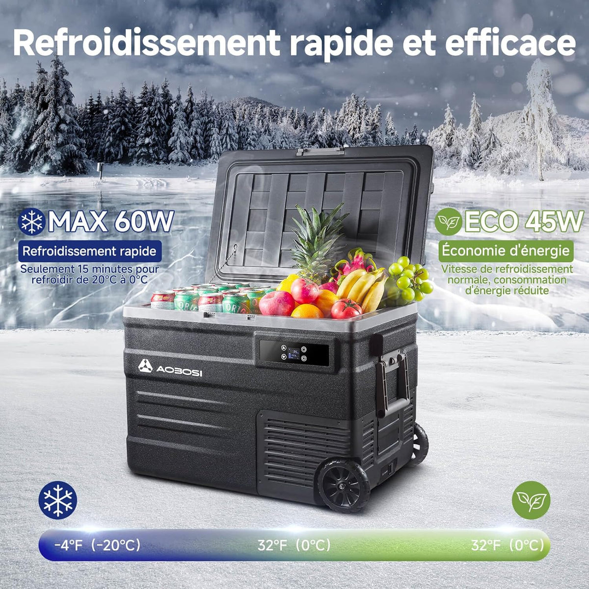 45L Compressor Cooler, Electric Cooler -20 to 20, Truck Fridge with APP & Button Control, 12/24V DC and 100-240V AC Camping Cooler for Car, Truck, Boat and Power Outlet -