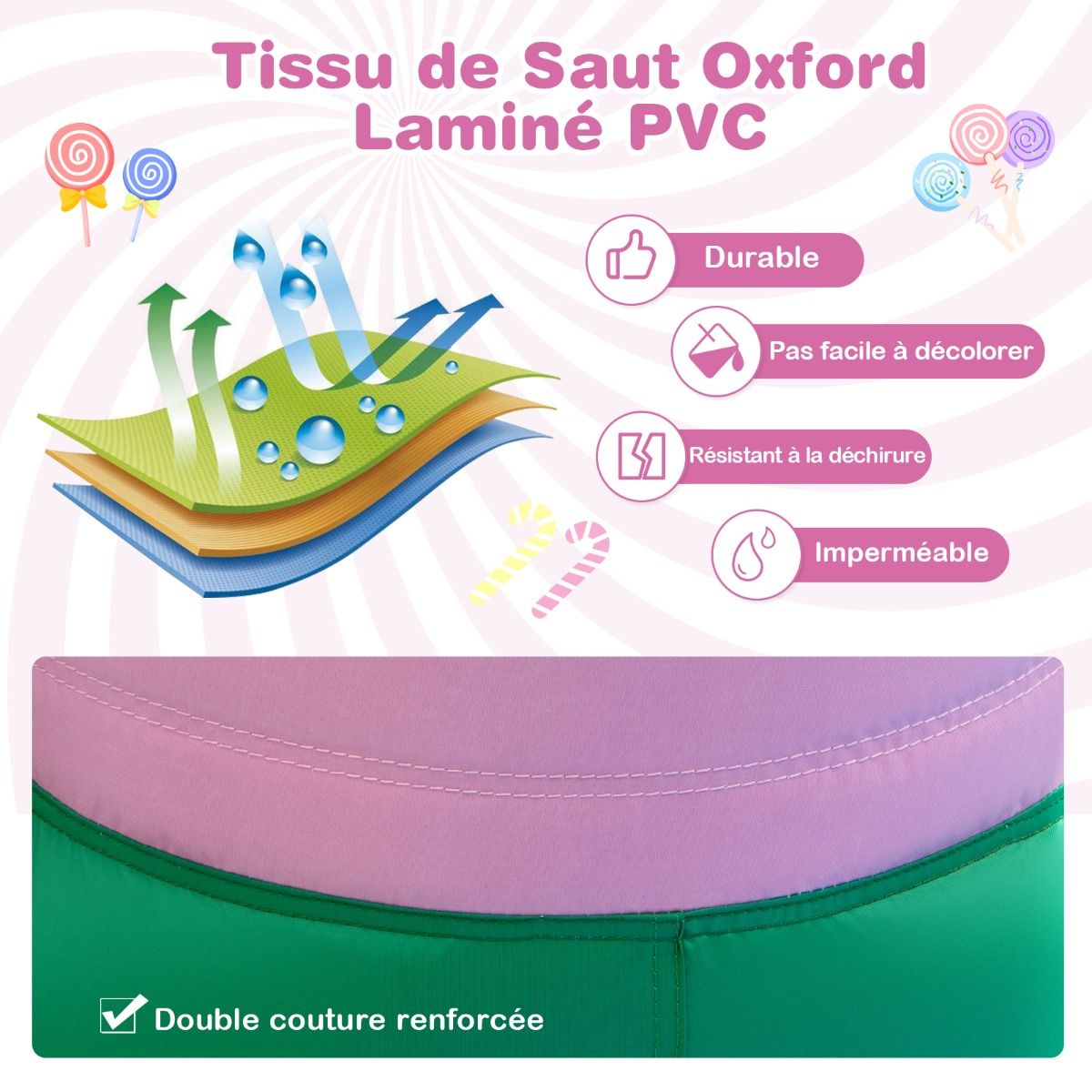 9-in-1 Candy-Shaped Inflatable Castle with Slide, Inflatable Jump House with Water Gun, 90kg Load Capacity for 2 Children Aged 3-10 Years -