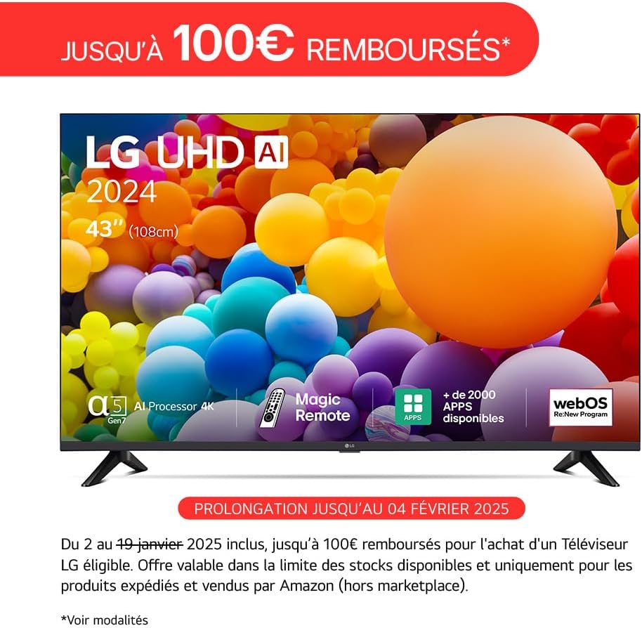 LG 2026 LED TV | 43UT73 | 43 Inch | UHD | 5 Gen 7 AI Processor 4K Black