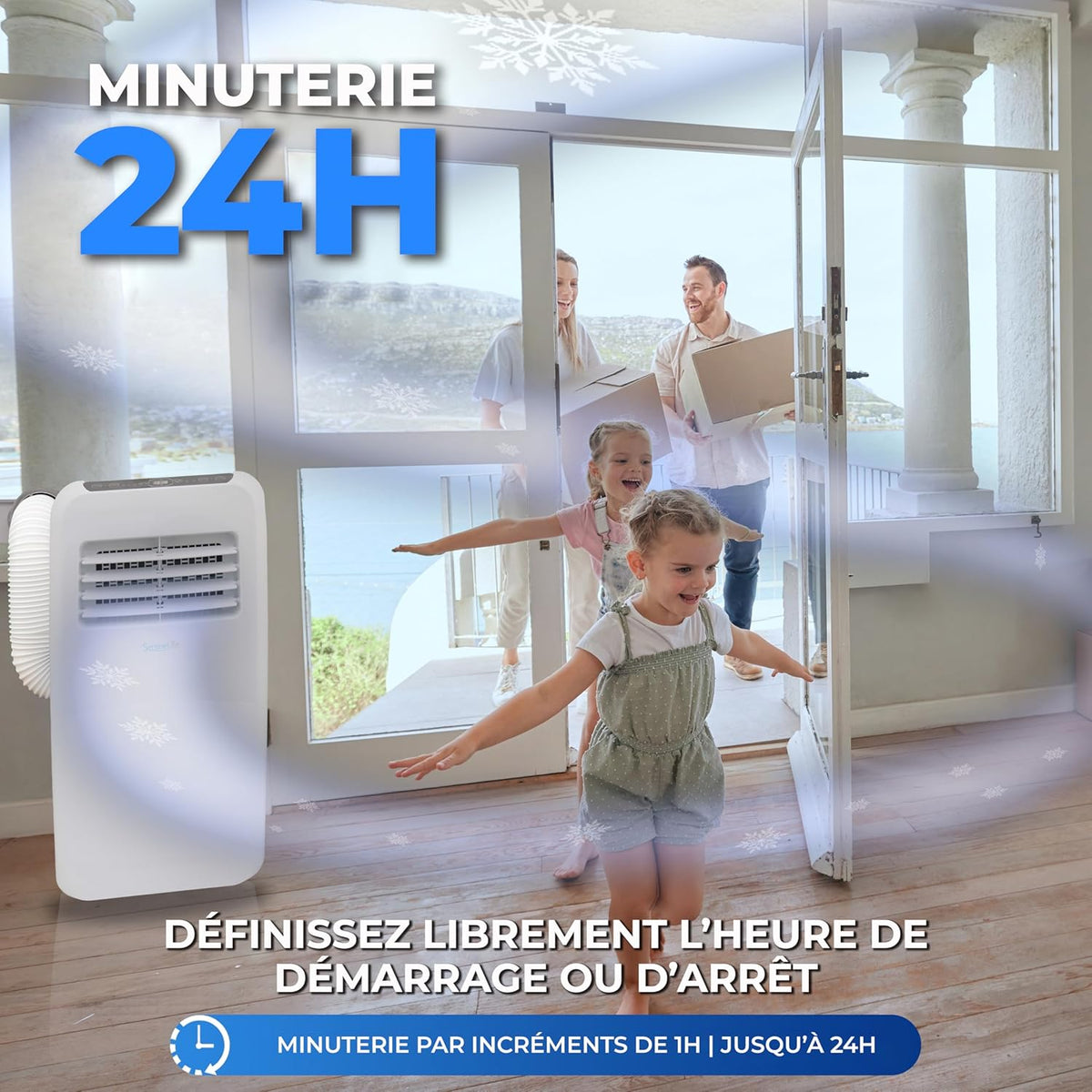 SereneLife Silent Portable Air Conditioner 7K BTU 3-in-1 Air Conditioner with Built-in Dehumidifier Function, Fan Mode, Remote Control, Complete Window Exhaust Kit, White
