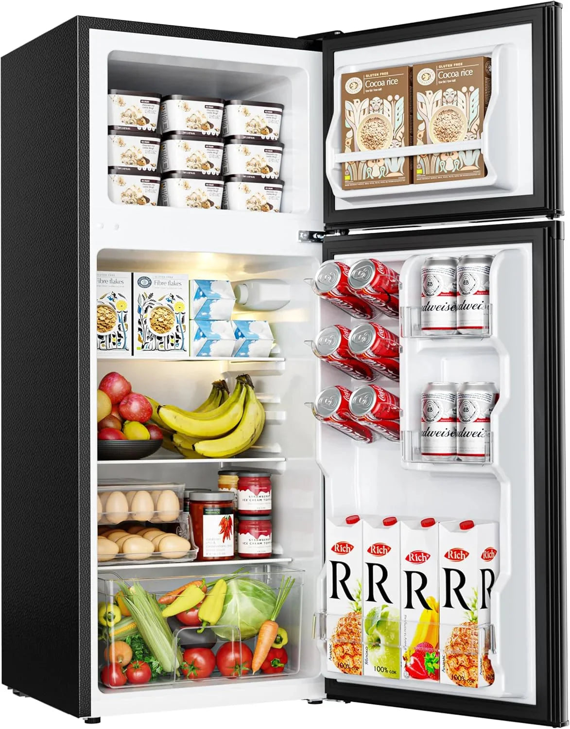 3.2 Cu. Ft. 2-Door Mini Fridge with Freezer, Compact Refrigerator, Silver