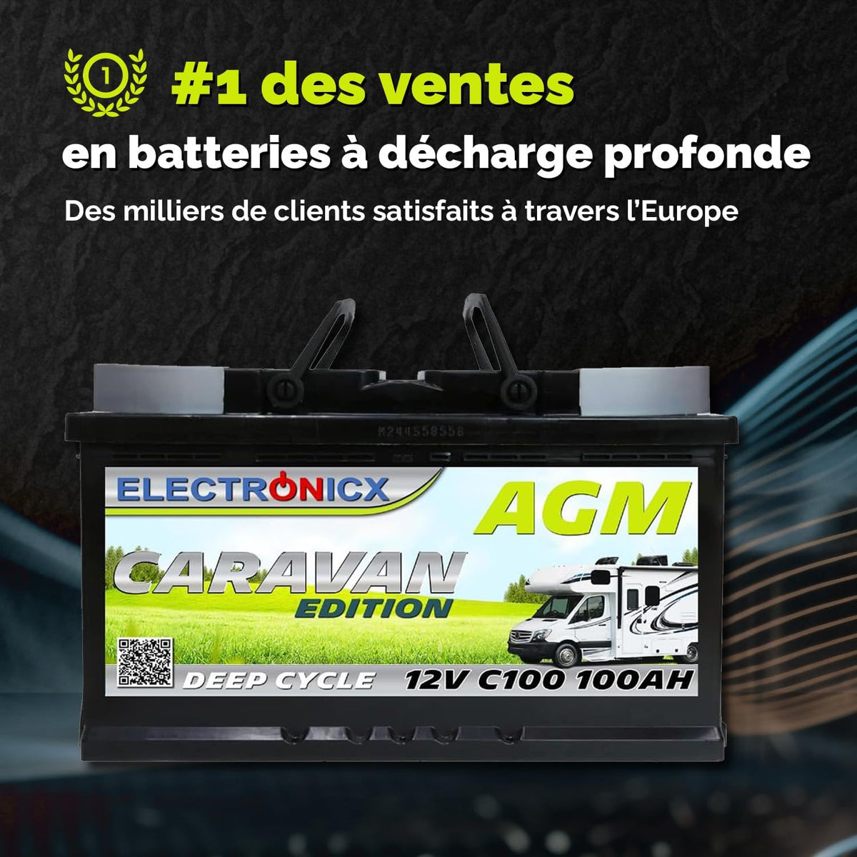12V 100Ah AGM battery Electronicx Caravan Edition 12V solar battery 12V accumulator solar batteries 12V battery power supply 12V AGM caravan battery motorhome battery 12V gel battery accumulator