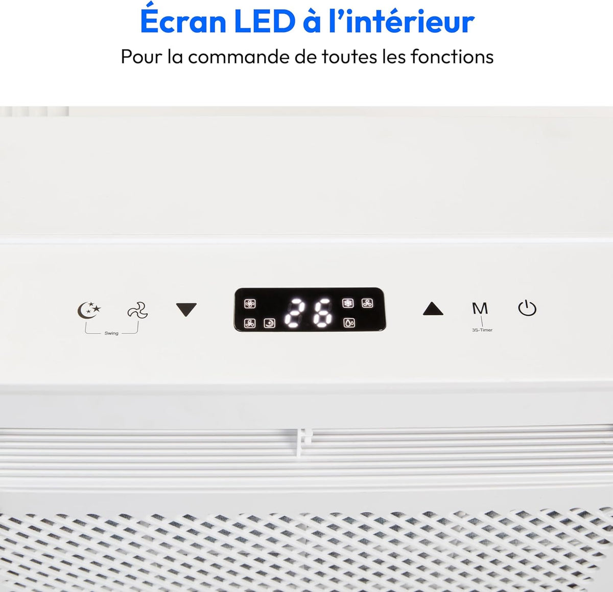 Smart Split Air Conditioner P502 (5000 BTU, 3-in-1, Cooling, Dehumidifying, Ventilating, for caravan, motorhome, window seal kit, sleep mode, Wifi control, Screen, MD 37735) -