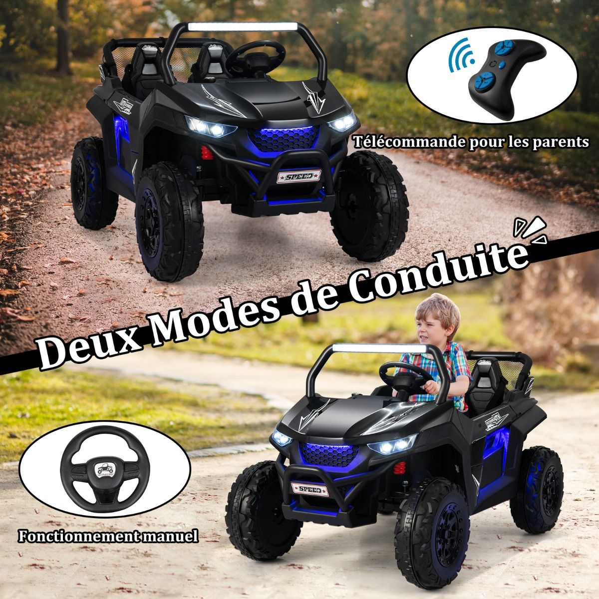 12V Electric Ride-On Car for Children Ages 3-8, 2 Speeds, Spring Suspension, 59KG Load Capacity, 118x74x71CM, Black/Pink/Red