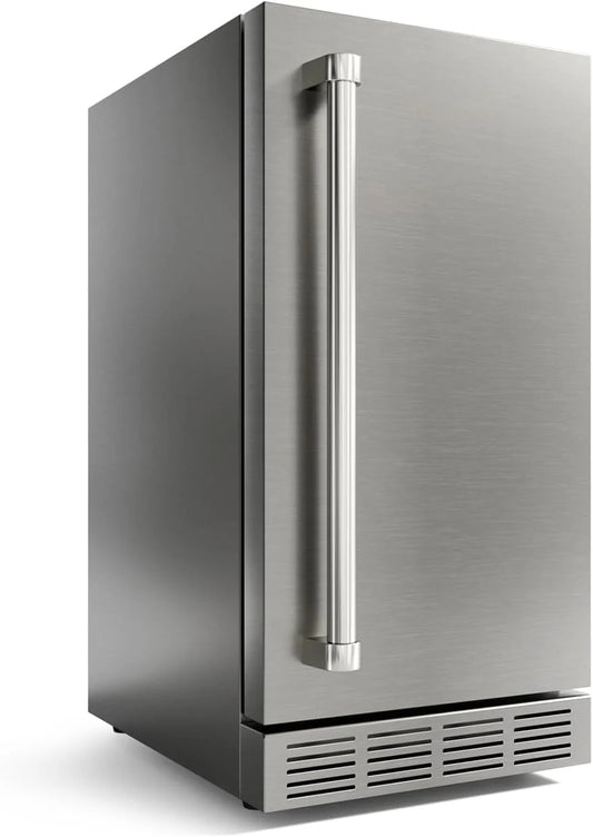 15 Inch Outdoor Refrigerator, Weather Proof Stainless Steel Beverage Beer Cooler Under Counter Fridge, Indoor/Outdoor Refrigerator with 3 Shelves for Patio Kitchen and Commercial Use
