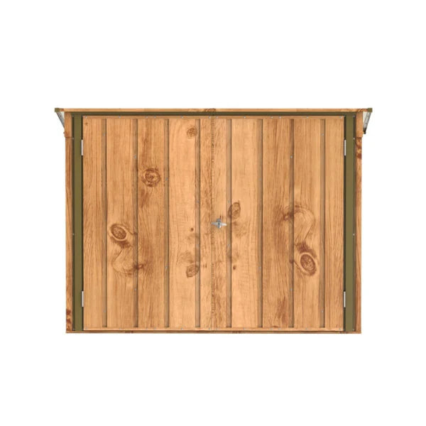 Metal bicycle shelter, 1.74m, wood-effect finish, with anchoring kit -