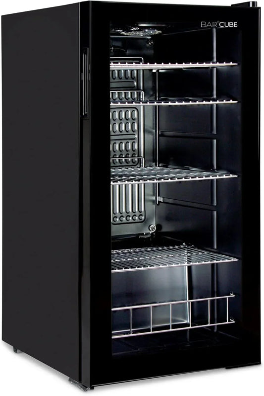 °CUBES Getr?nkekühlschrank 90L mit Glastür & 4 variablen Ablagen | Kompakter Flaschenkühlschrank, perfekt für zu Hause, Büro, Partys & Gastro |