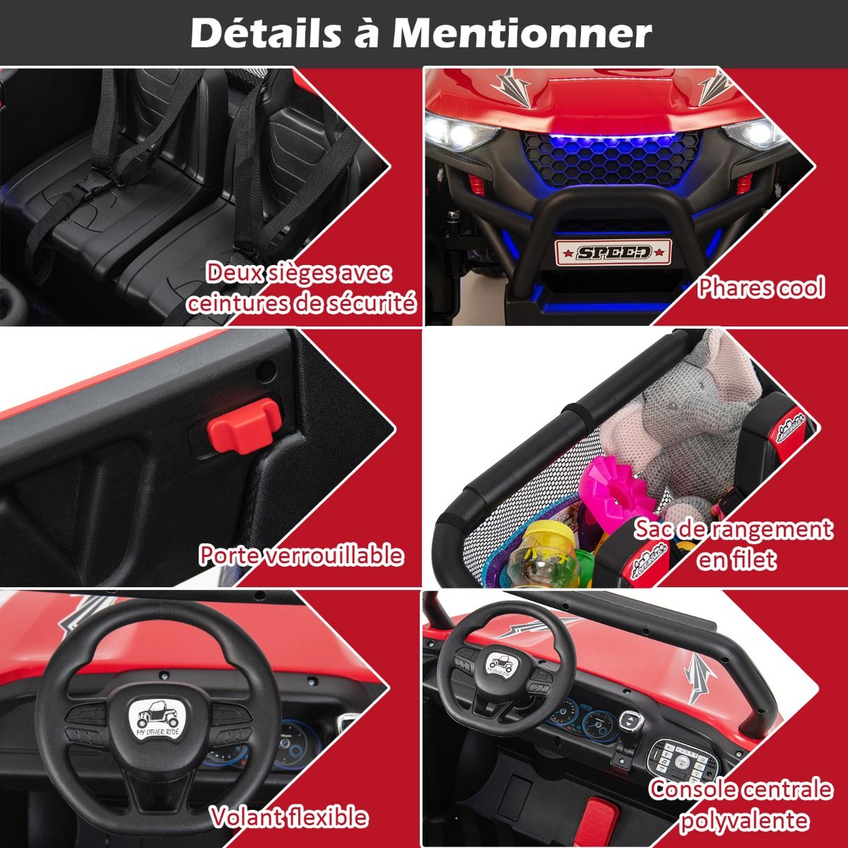 12V Electric Ride-On Car for Children Ages 3-8, 2 Speeds, Spring Suspension, 59KG Load Capacity, 118x74x71CM, Black/Pink/Red