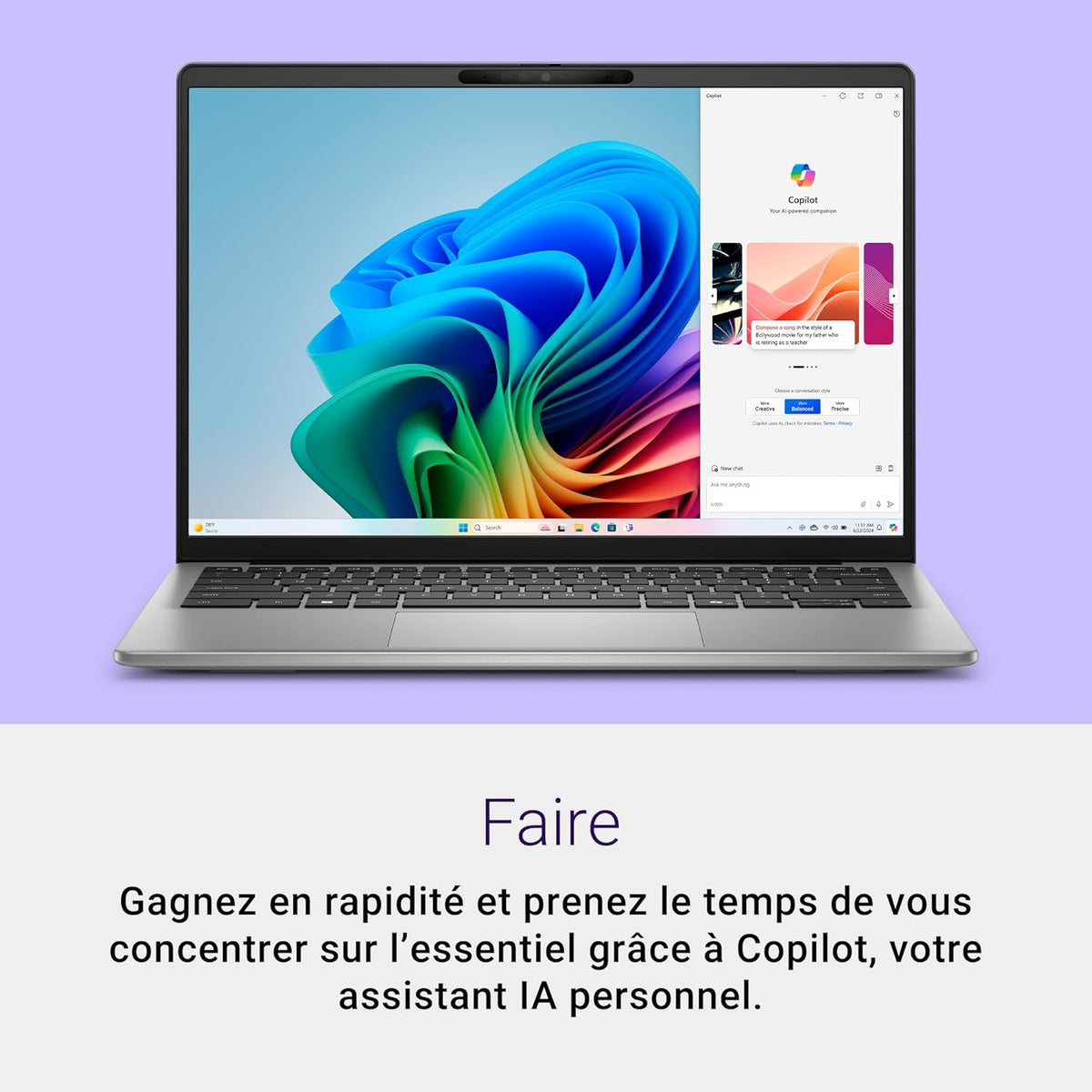 Dell Inspiron 14 (5441) Copilot+ Laptop, 14" FHD+ 60Hz Display, Snapdragon X Plus Processor, 16GB RAM, 512GB SSD, Qualcomm Adreno Processor, Windows 11 Home, Backlit AZERTY Keyboard - Titanium Gray
