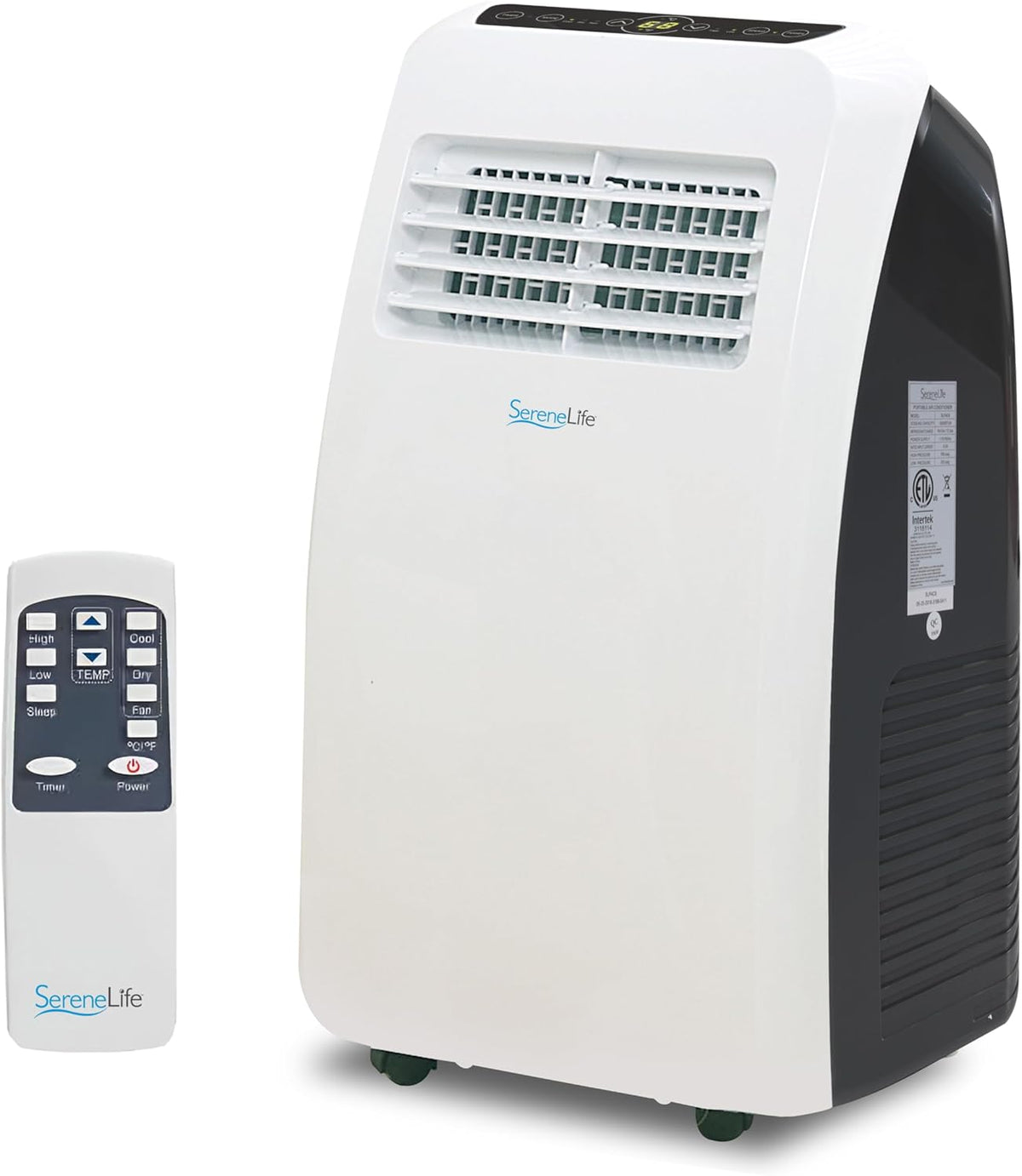 SereneLife Silent Portable Air Conditioner 7K BTU 3-in-1 Air Conditioner with Built-in Dehumidifier Function, Fan Mode, Remote Control, Complete Window Exhaust Kit, White