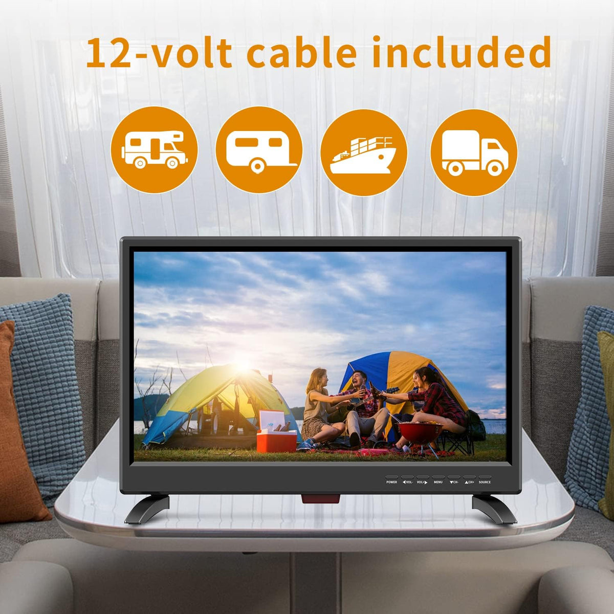 19 Inch TV, Full HD 1080P LED with Freeview T2/H.256 DTT Digital Receiver, 12v with HDMI, USB and RCA VGA input, Suitable for Bedroom, Kitchen, Camper Van (1920 * 1080)