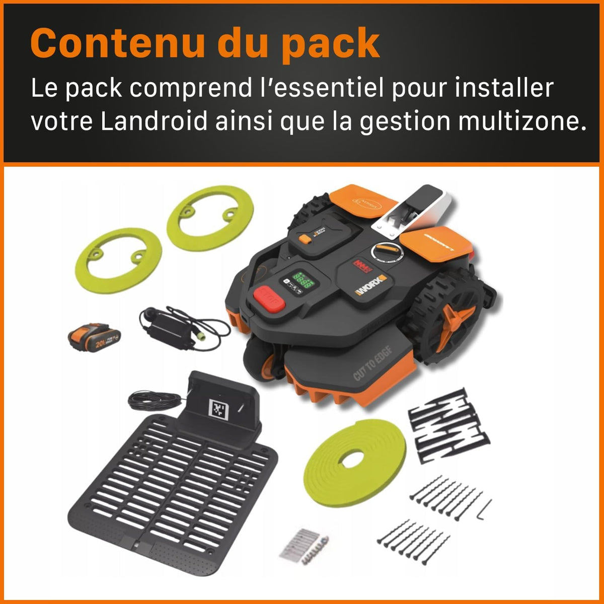 Landroid Plus WR167E Smart Connected Robotic Lawnmower, 700 m2 Max. 800 m2, Easy Installation, Configurable, 35% Slope, Rain Sensor, Cuts Close to Edges, Fast Mowing