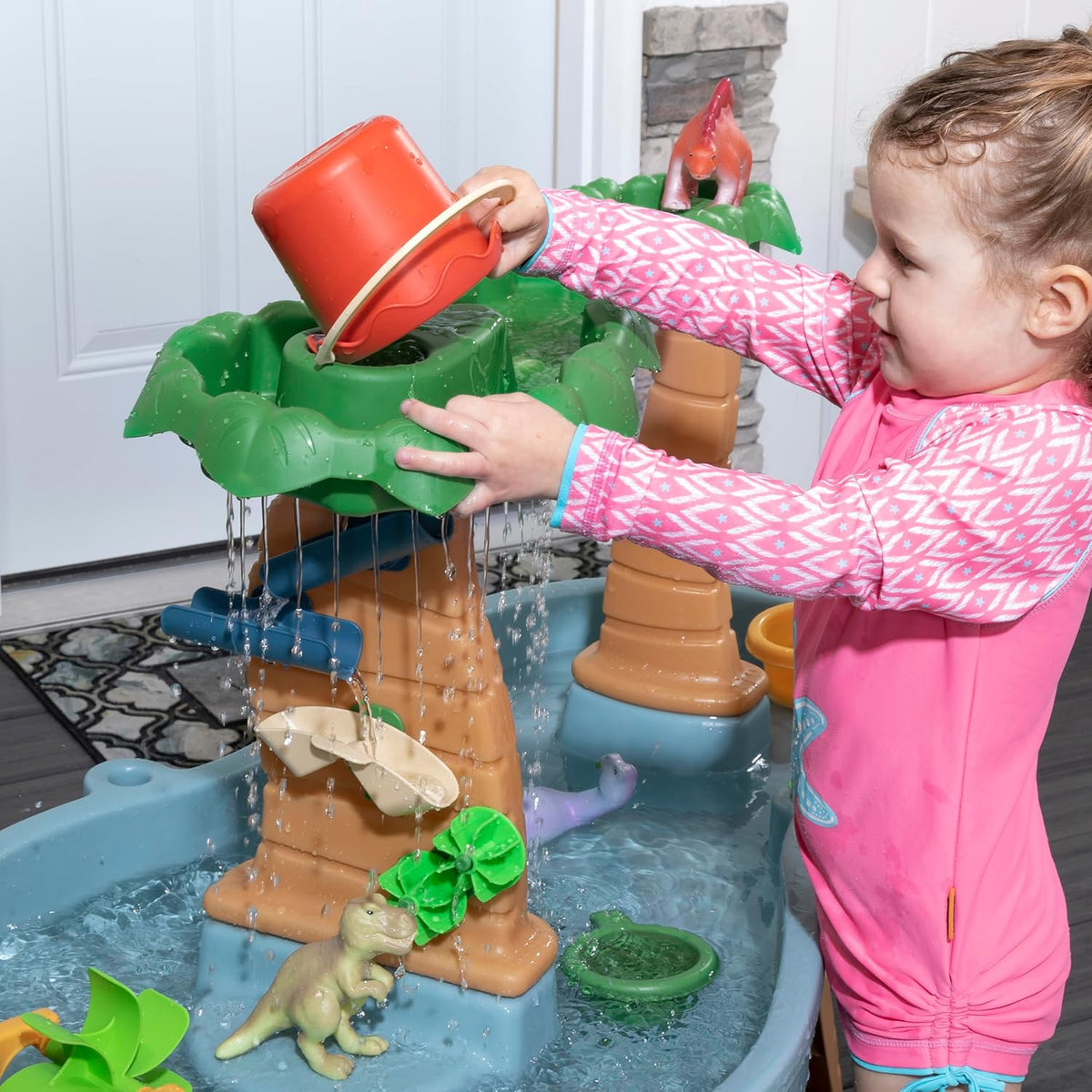 Rain Shower Splash Water Table with 13 Accessories - Blue & Green | Water Play Table | Garden Activity Table, Water Activity Table | Outdoor Water Table