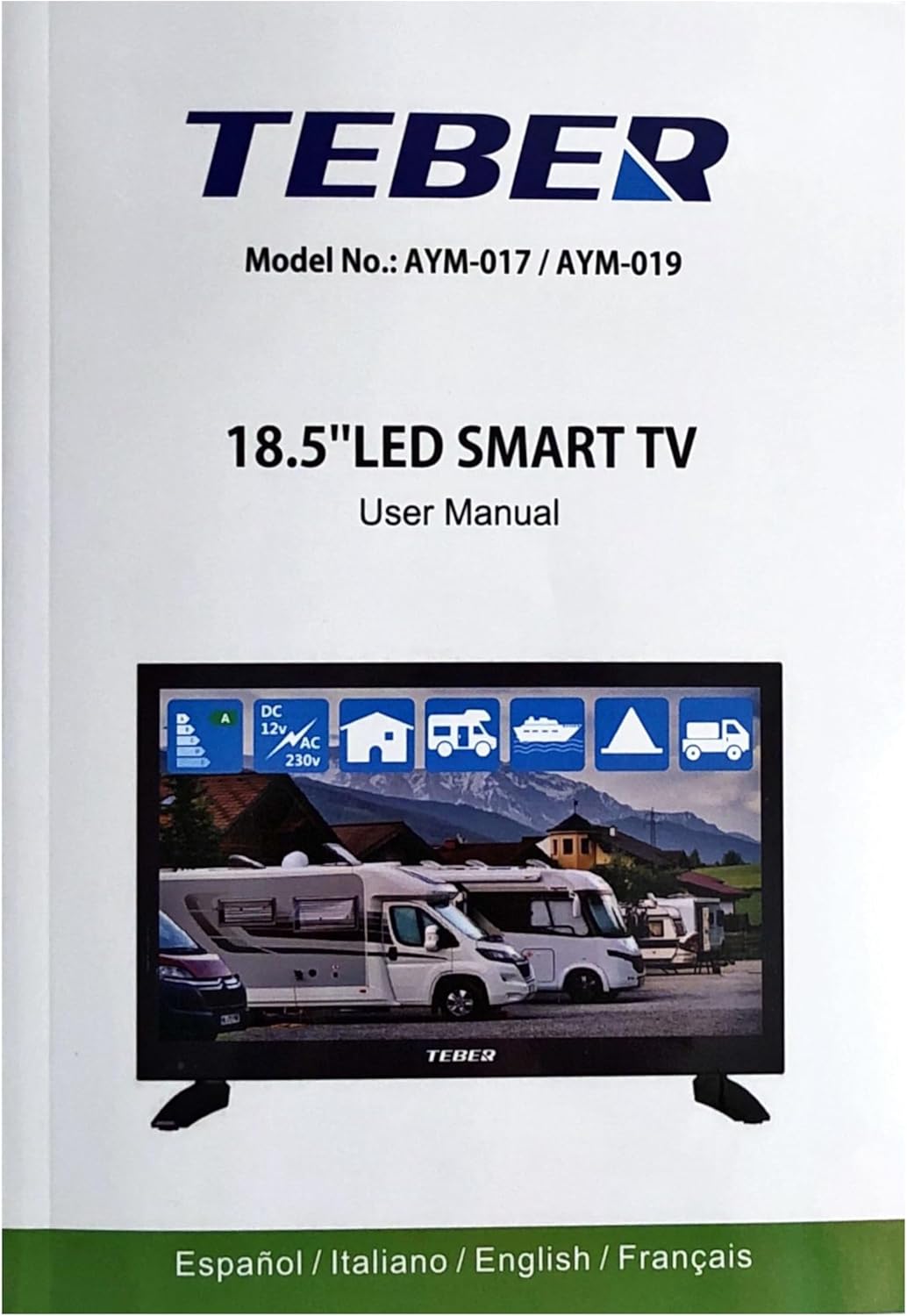 TeBER. 18.5 Inch Smart TV - 12v/24v/230v - Android 11 - Full HD. High resolution 1920x1080. DVB-S2/C/T2/T. For Motorhomes, Kitchens, Bedrooms, Boats, Trucks (19").