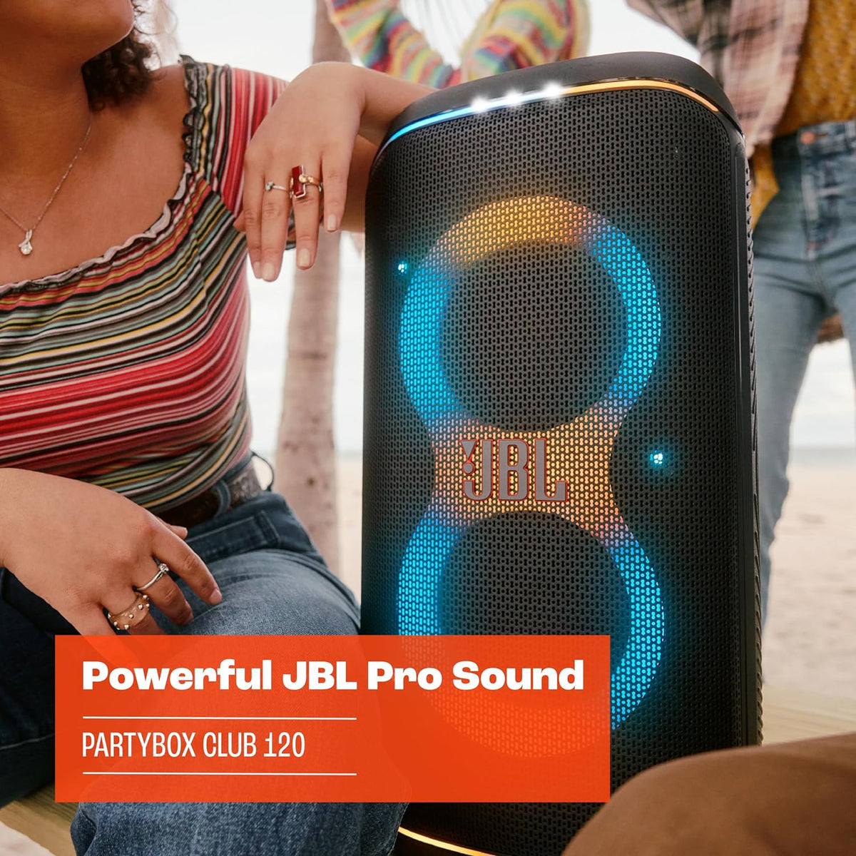 PartyBox Club 120, Portable party speaker, ergonomic folding handle, light show, 12-hour battery life, IPX4 splash-proof, black, European plug (Type C) -