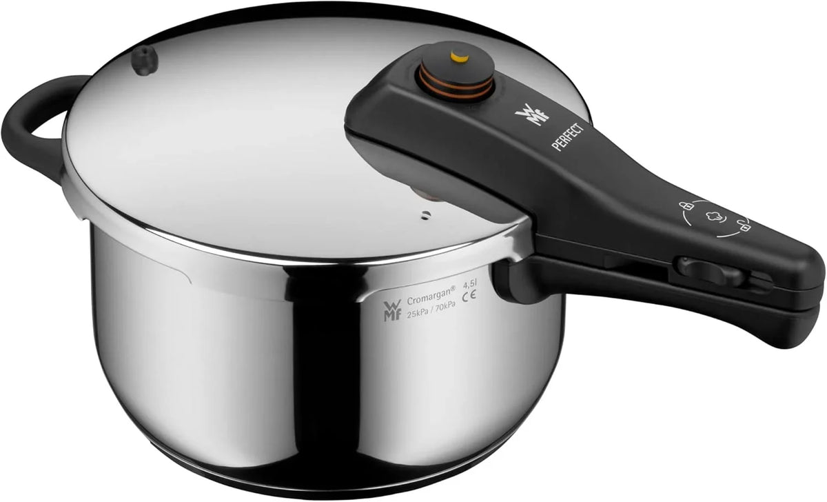 WMF Perfect One Pot Schnellkochtopf Induktion Set 2-teilig, Dampfkochtopf 4,5l, 3l, gro?es Kochsignal, 2 Kochstufen, abnehmbarer Deckelgriff, für alle