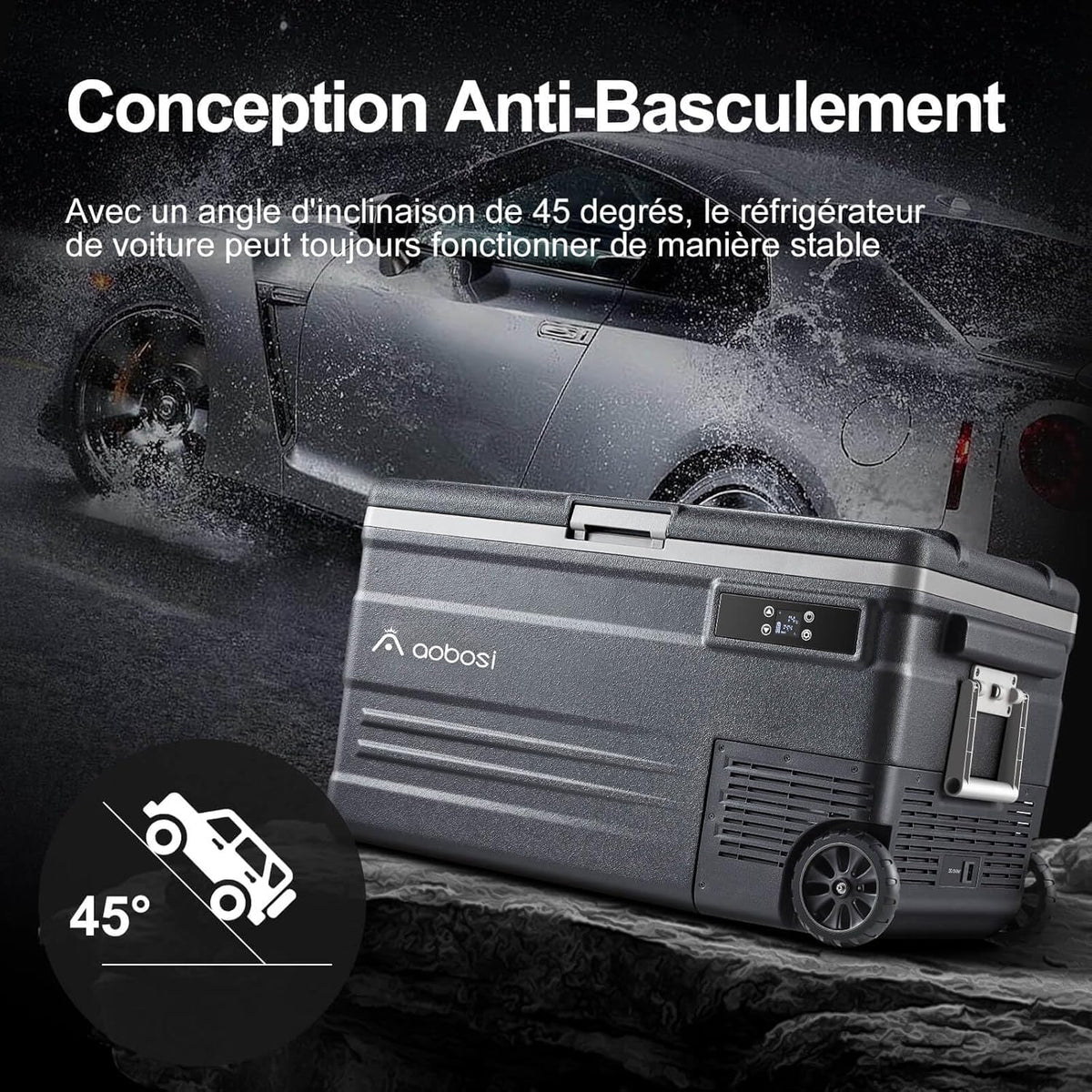 45L Compressor Cooler, Electric Cooler -20 to 20, Truck Fridge with APP & Button Control, 12/24V DC and 100-240V AC Camping Cooler for Car, Truck, Boat and Power Outlet -