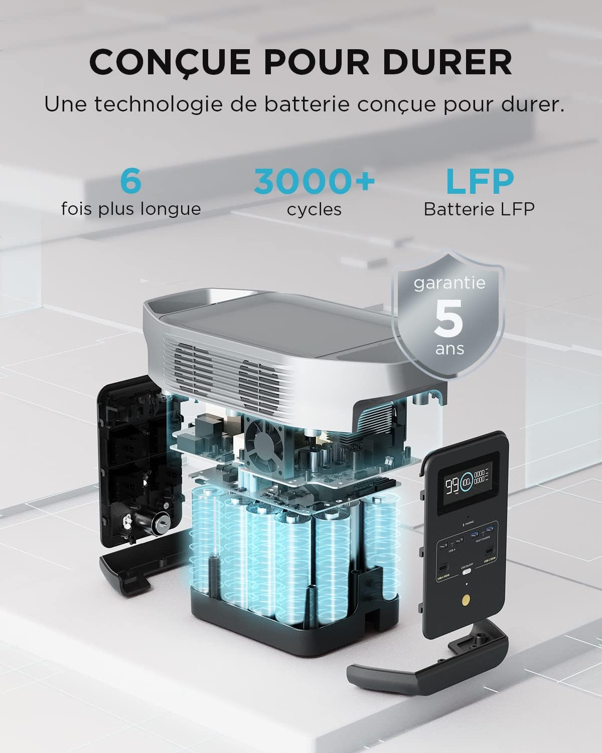 EcoFlow DELTA 2 Portable Power Station with scalable capacity of 1-3 kWh, LFP battery, fast charging, solar generator for home backup power, balconies, camping and motorhomes