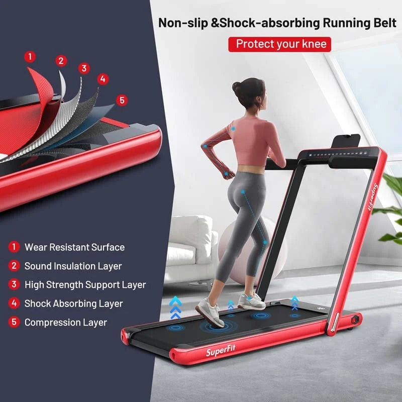 2-in-1 Folding Electric Treadmill, 2.25 HP, Under-Desk, with Dual Display and Smart App Control