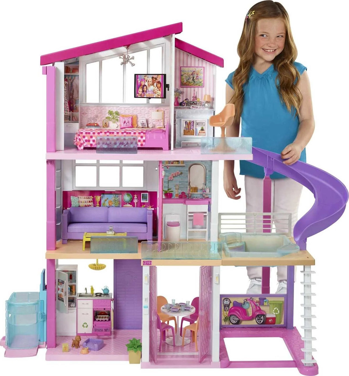 2025 Barbie DreamHouse doll house with 70 accessories, fun lifts, lights and more -