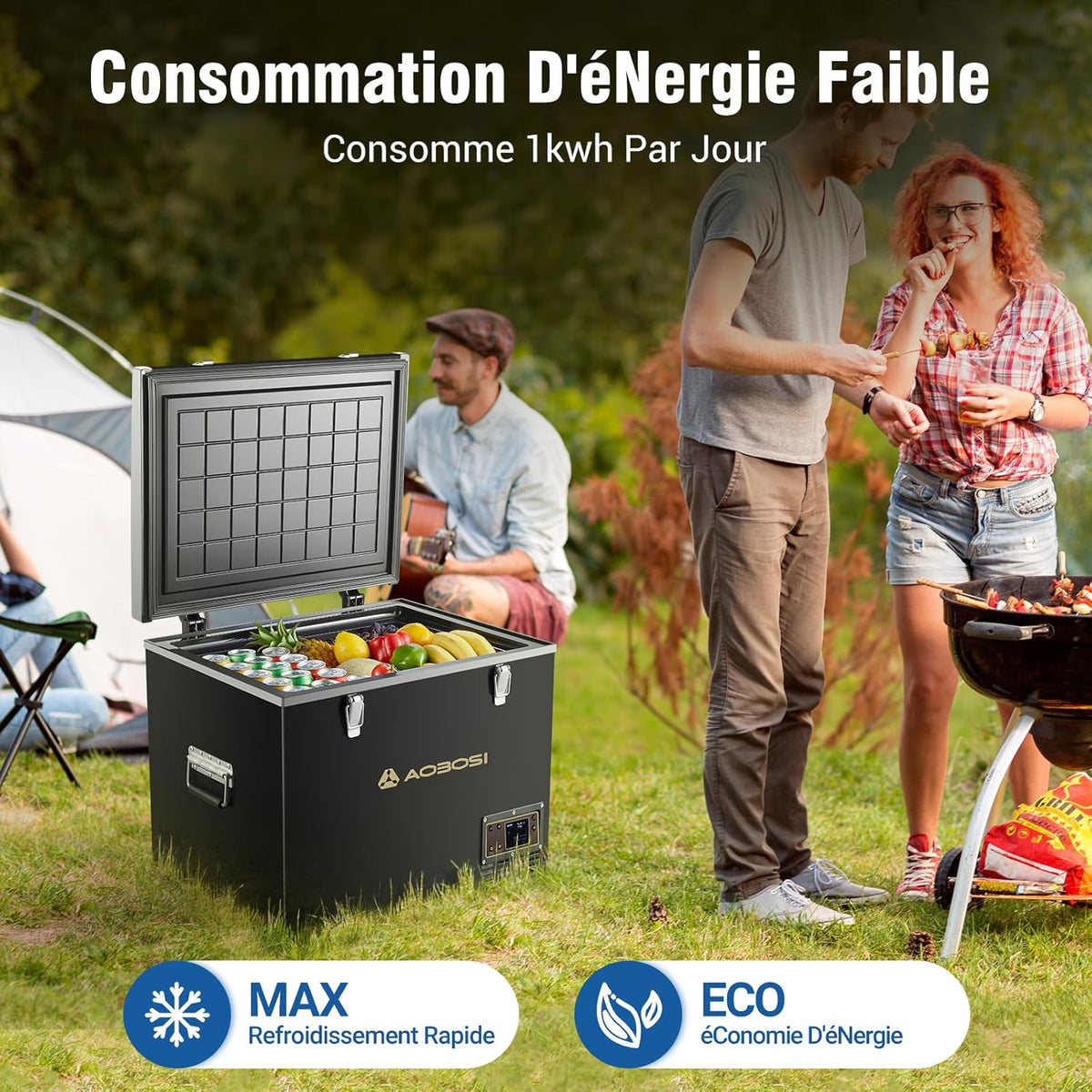 45L Compressor Cooler, Electric Cooler -20 to 20, Truck Fridge with APP & Button Control, 12/24V DC and 100-240V AC Camping Cooler for Car, Truck, Boat and Power Outlet -