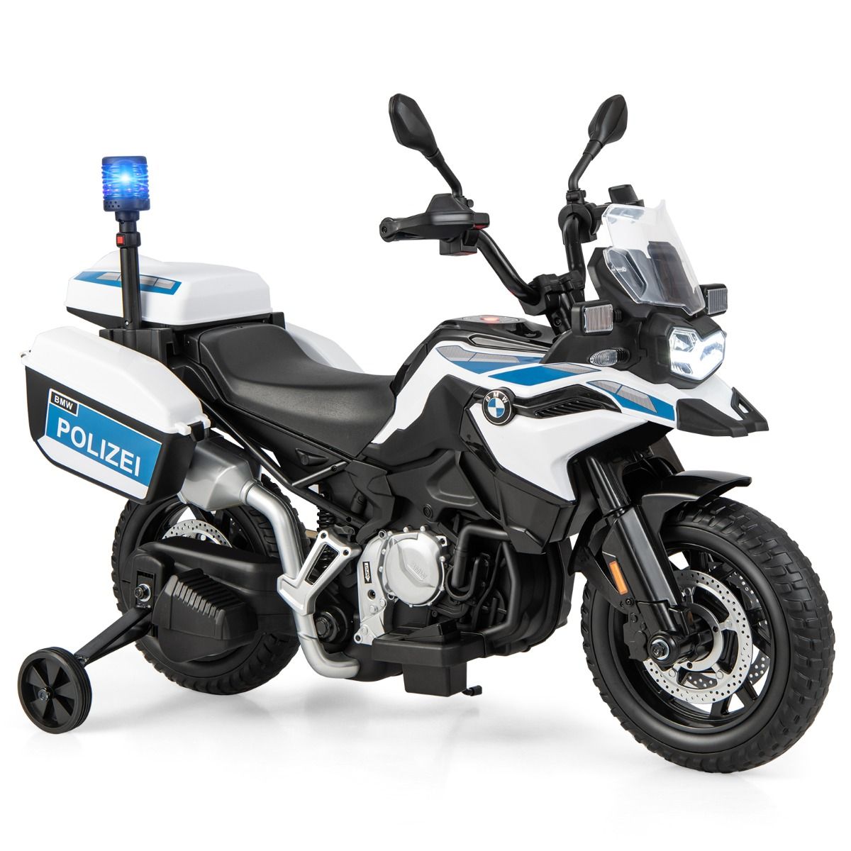 12V/7AH Electric Motorcycle for Children, 6km/h, Police Model with Horn, Music, Siren, Headlights, for Ages 3-8