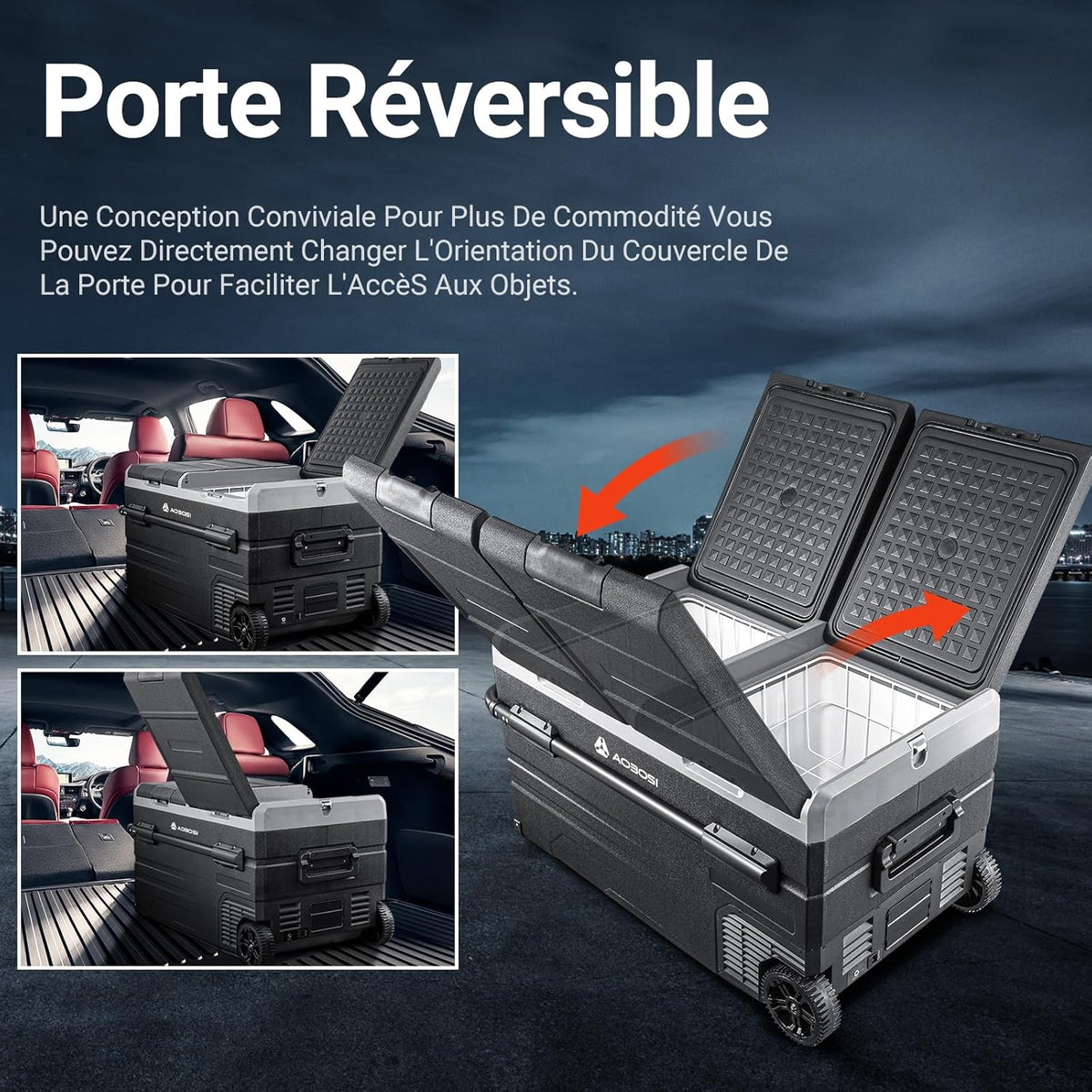 115L Dual Zone Electric Cooler, WiFi APP Compressor Cooler, 12V/24V and 100-240V Camping Fridge, -20 to 20, for Car, Truck, Boat, Camping, Caravan, Travel, Home