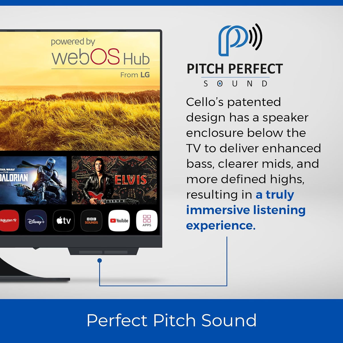 Cello C2224WS Trav 22" Smart Full HD 12V Camping Travel TV Frameless Triple Tuner Bluetooth WebOS by LG Pitch Perfect Speaker Motorhome Truck Boat [2026]
