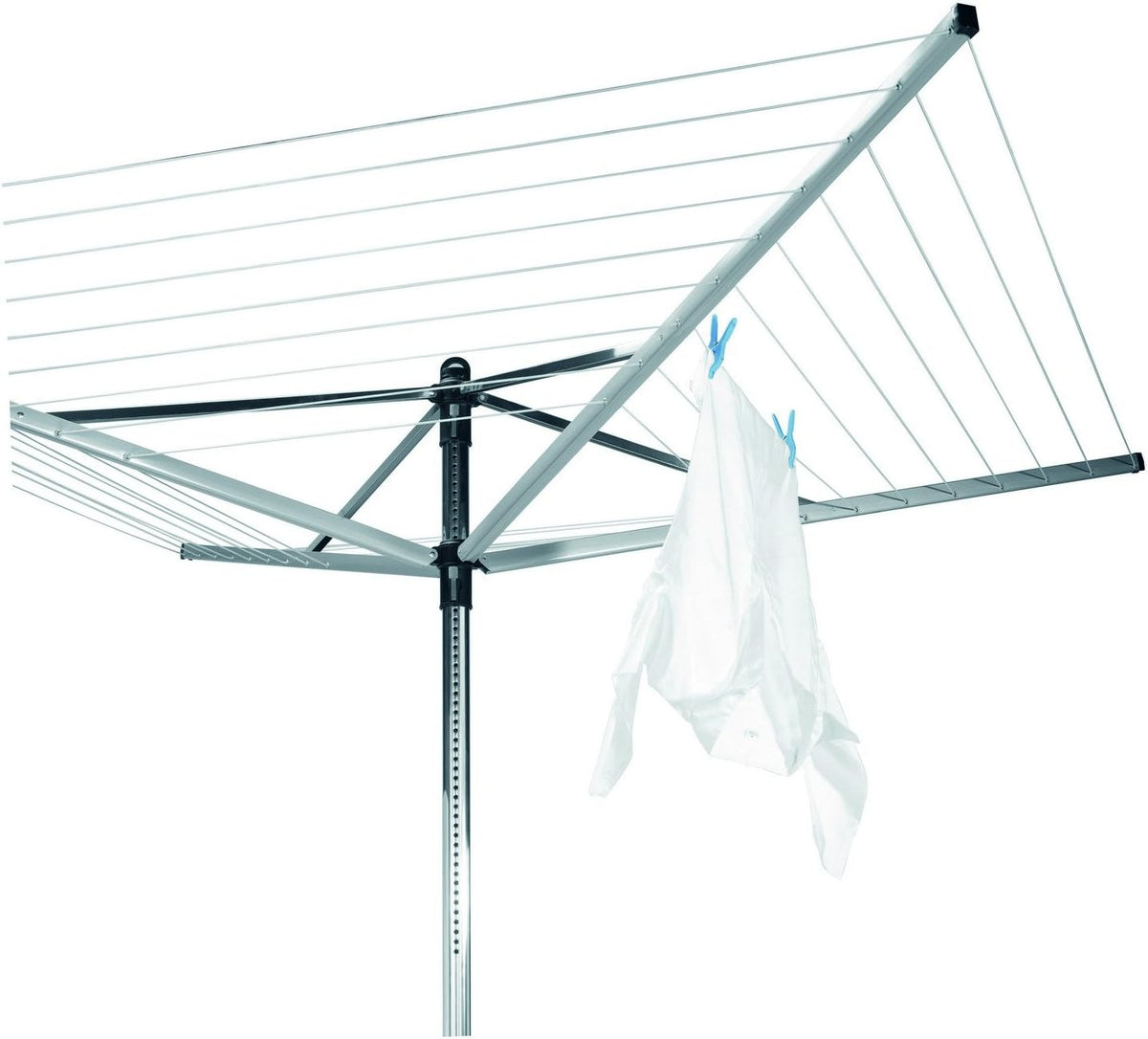 Brabantia - Lift-O-Matic Clothes Dryer - Outdoor Clothesline - Non-slip - UV resistant, 60m - Smooth rotation - Convenient - Metal ground stake - Metallic Grey - 295cm