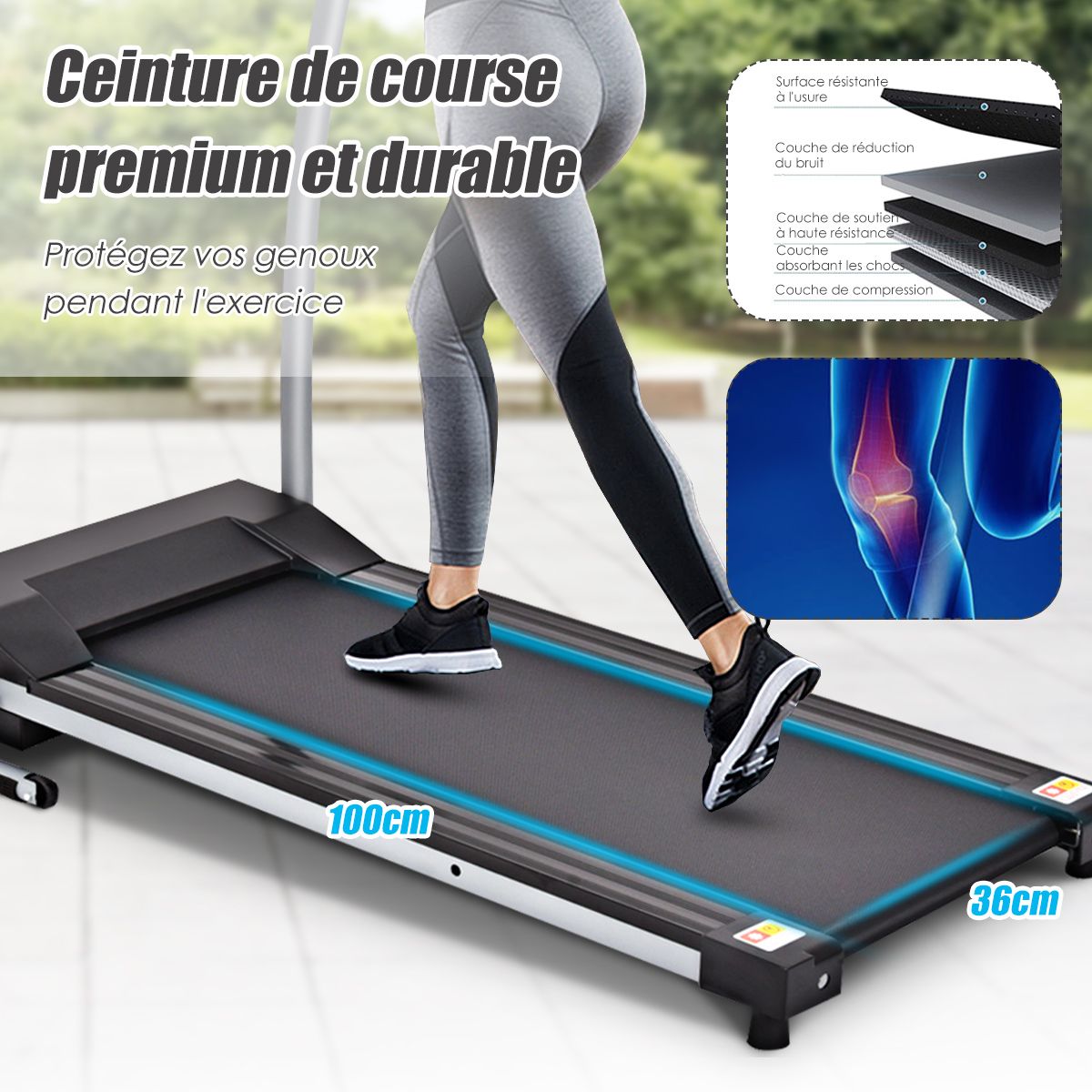 Foldable Electric Treadmill with Screen and Heart Rate Monitor with Speed from 1 to 10 km/h and 12 Programs - Black