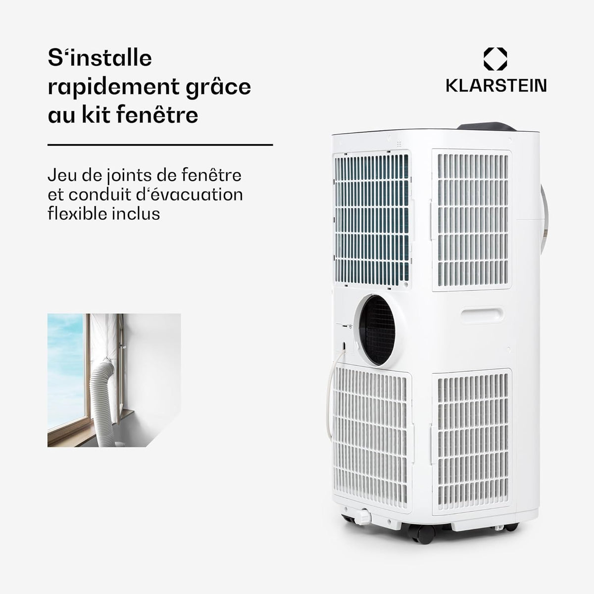 Klarstein Silent Mobile Air Conditioner, 5-in-1 Portable Air Conditioner, Mini Air Conditioner, Air Purifier and Odor Eliminator, Night Mode, Air Dehumidifier, Low Consumption, 10K BTU, Air Conditioners