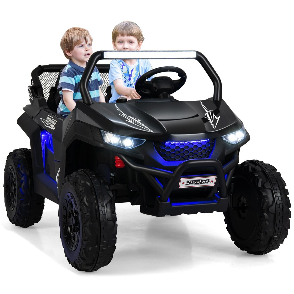 12V Electric Ride-On Car for Children Ages 3-8, 2 Speeds, Spring Suspension, 59KG Load Capacity, 118x74x71CM, Black/Pink/Red