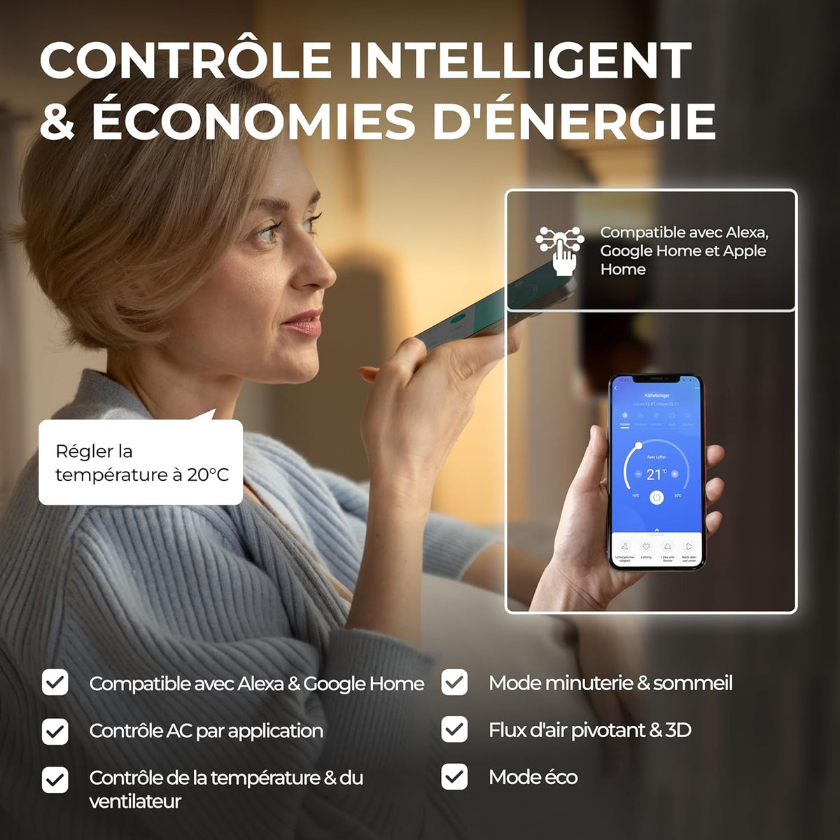 Kaltebringer Split Air Conditioner - 12000 BTU - 3.5 kW - With WiFi and App Heating Function - Very Quiet & Energy Efficient with Wall Mount - German Quality Brand