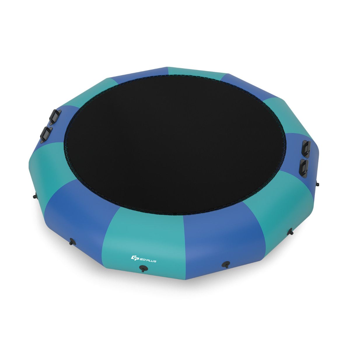Inflatable Water Trampoline, 457cm Diameter, 150kg Capacity, with Repair Kit, Ladder and 500w Electric Inflator, Blue -