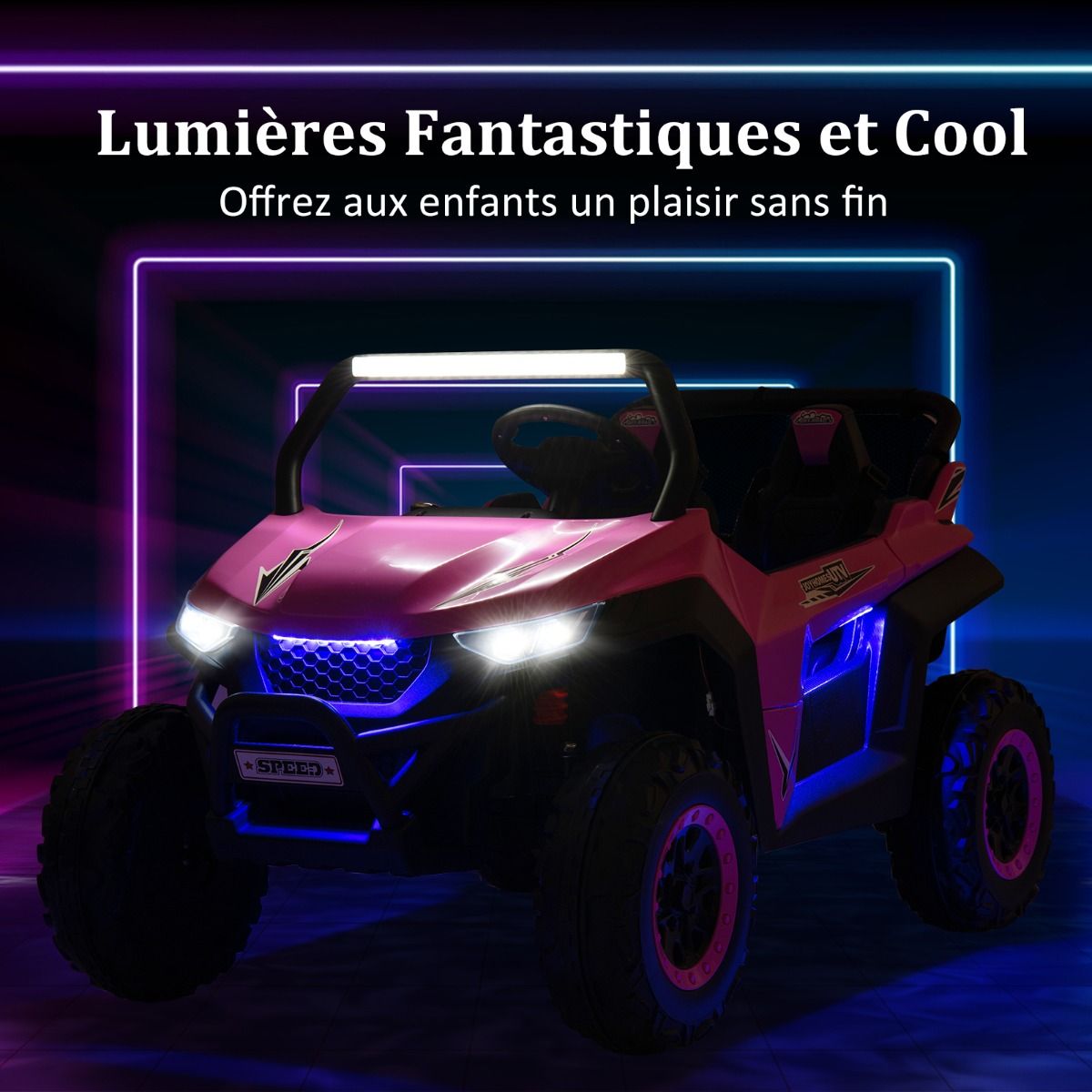 12V Electric Ride-On Car for Children Ages 3-8, 2 Speeds, Spring Suspension, 59KG Load Capacity, 118x74x71CM, Black/Pink/Red