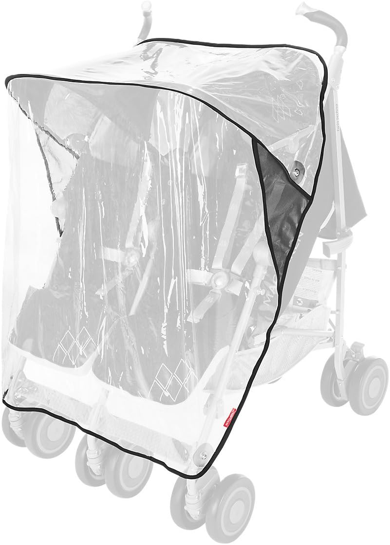 Maclaren Twin Triumph double stroller (6 months, up to 15 kg, one child per seat), lightweight and compact, extendable UPF 50+ canopy with rain cover - Black/Anthracite